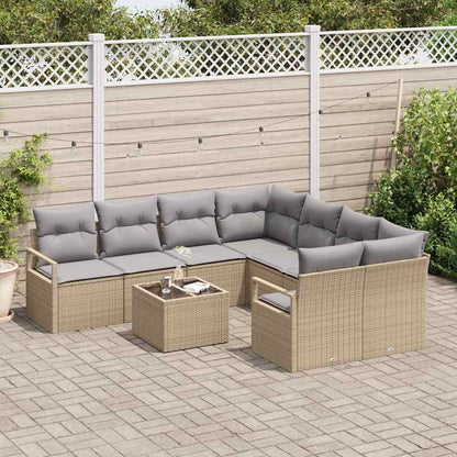 Garten-Sofa-Set mit Kissen 9 pcs Beige, Grau 55 x 55 x 37 cm