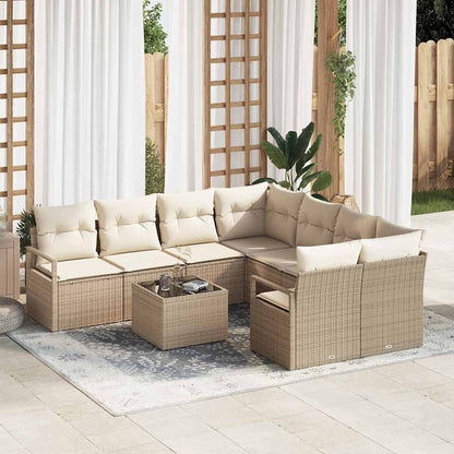 Garten-Sofa-Set mit Kissen 9 pcs Beige, Creme 55 x 55 x 37 cm