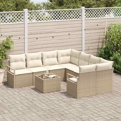 Garten-Sofa-Set mit Kissen 9 pcs Beige, Creme 55 x 55 x 37 cm