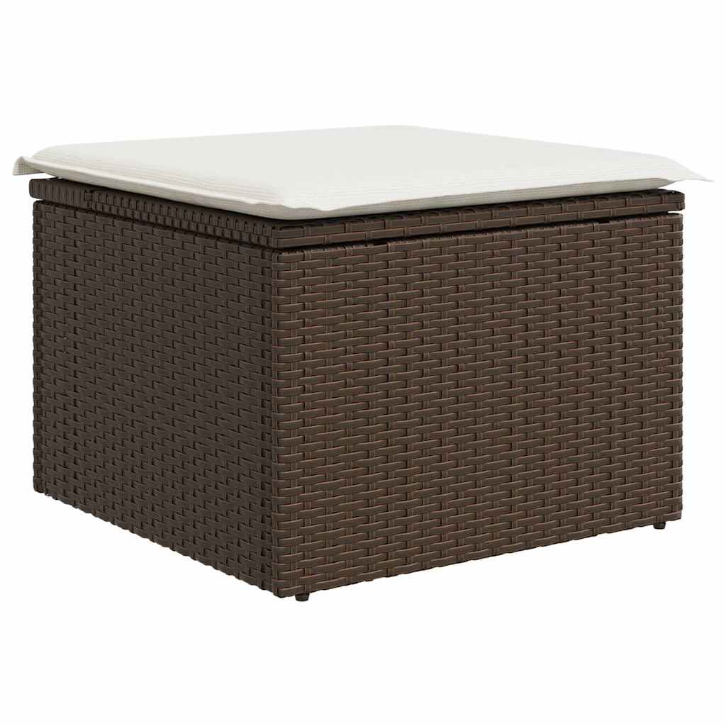 Garten-Sofa-Set mit Kissen mit Speicher 4 pcs Braun, Creme
