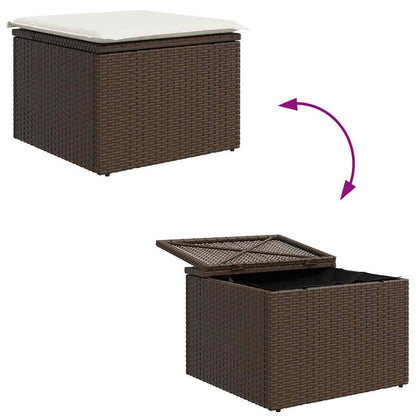 Garten-Sofa-Set mit Kissen mit Speicher 4 pcs Braun, Creme