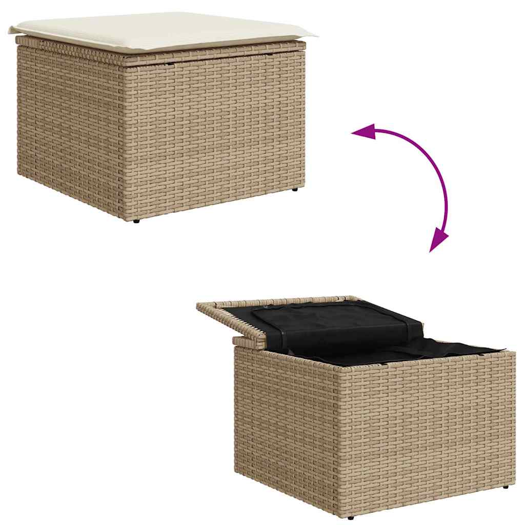 Garten-Sofa-Set mit Kissen mit Speicher 4 pcs Beige, Creme
