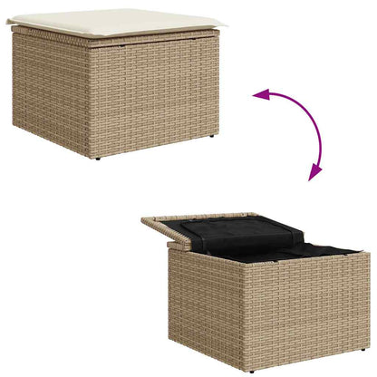 Garten-Sofa-Set mit Kissen mit Speicher 4 pcs Beige, Creme