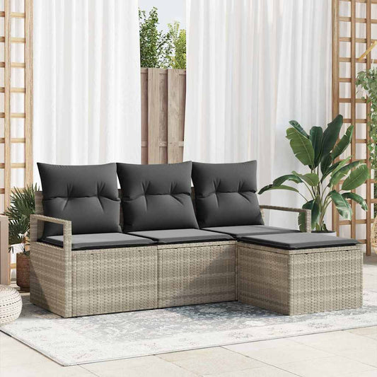 Garten-Sofa-Set mit Kissen mit Speicher 4 pcs Hellgrau