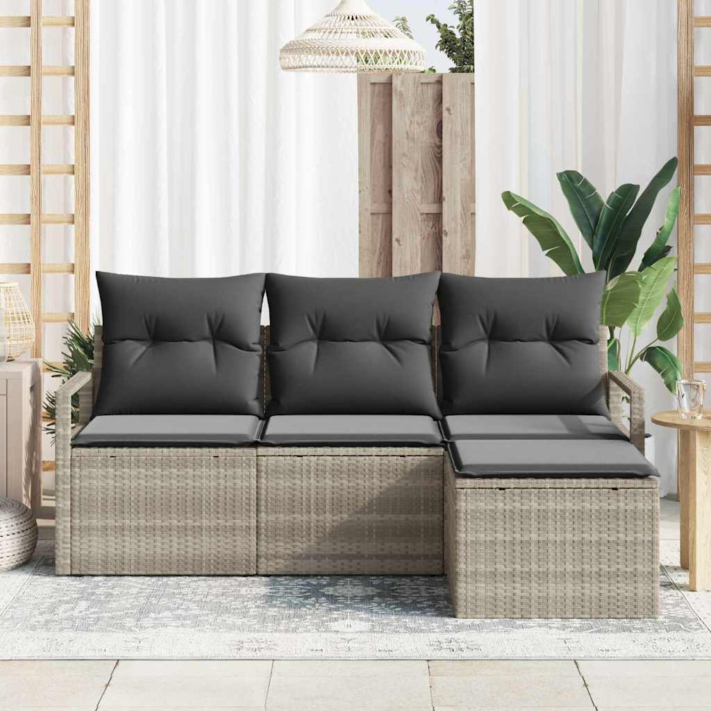 Garten-Sofa-Set mit Kissen mit Speicher 4 pcs Hellgrau