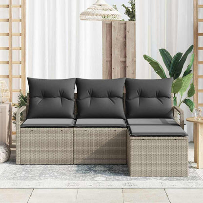 Garten-Sofa-Set mit Kissen mit Speicher 4 pcs Hellgrau
