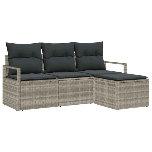Garten-Sofa-Set mit Kissen mit Speicher 4 pcs Hellgrau