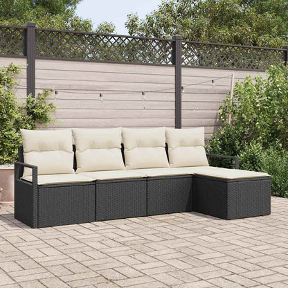 Garten-Sofa-Set mit Kissen mit Speicher 5 pcs Schwarz, Creme