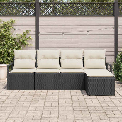 Garten-Sofa-Set mit Kissen mit Speicher 5 pcs Schwarz, Creme