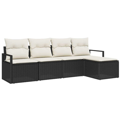 Garten-Sofa-Set mit Kissen mit Speicher 5 pcs Schwarz, Creme