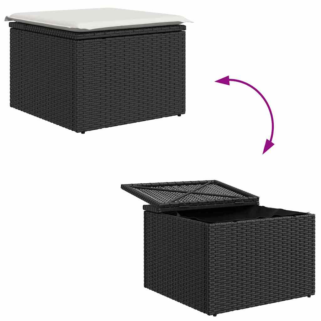Garten-Sofa-Set mit Kissen mit Speicher 5 pcs Schwarz, Creme