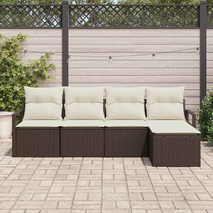 Garten-Sofa-Set mit Kissen mit Speicher 5 pcs Braun, Creme