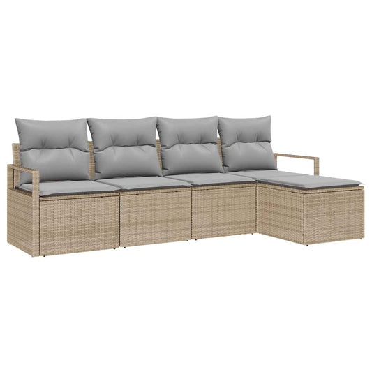 Garten-Sofa-Set mit Kissen mit Speicher 5 pcs Beige, Hellgrau