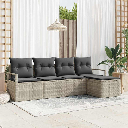 Garten-Sofa-Set mit Kissen mit Speicher 5 pcs Hellgrau