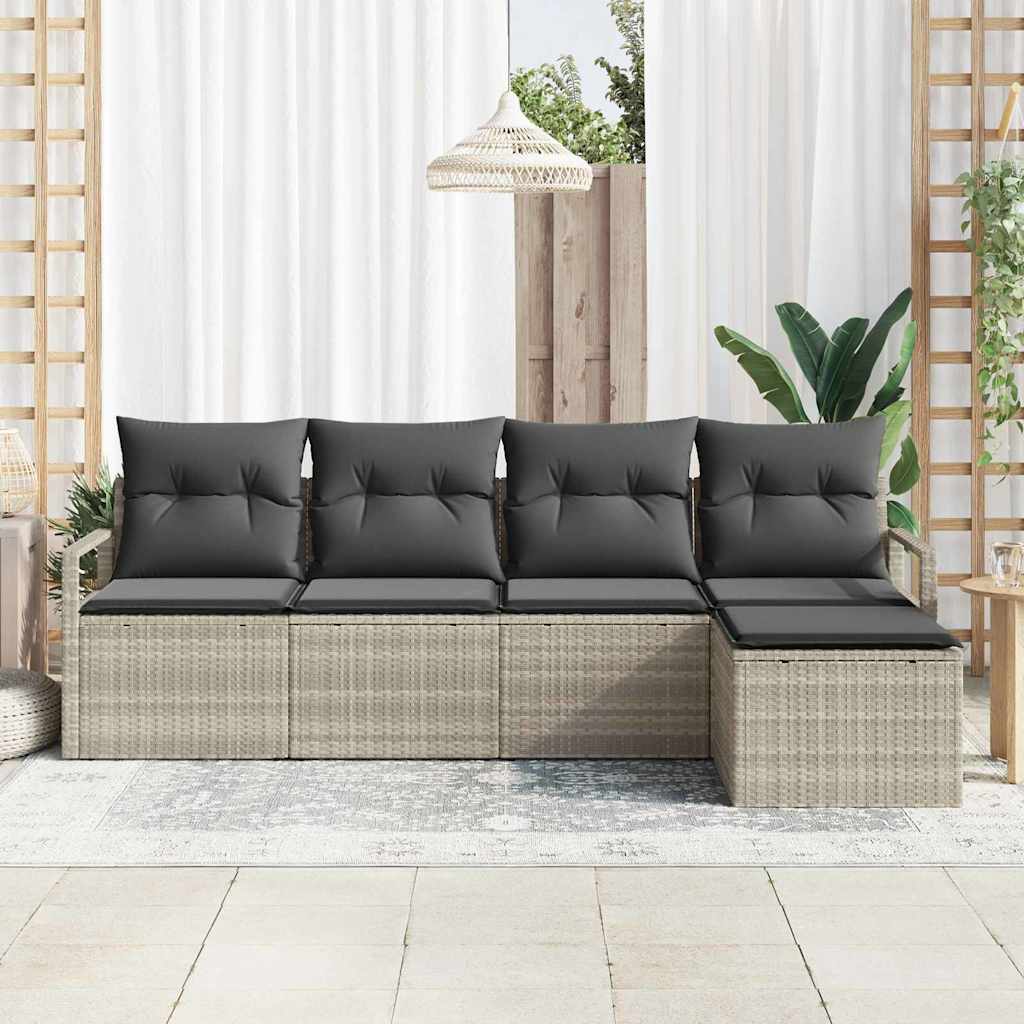 Garten-Sofa-Set mit Kissen mit Speicher 5 pcs Hellgrau