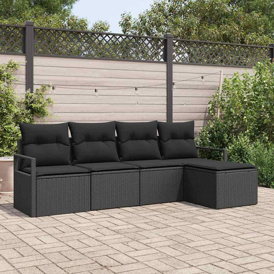 Garten-Sofa-Set mit Kissen mit Speicher 5 pcs Schwarz