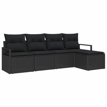 Garten-Sofa-Set mit Kissen mit Speicher 5 pcs Schwarz