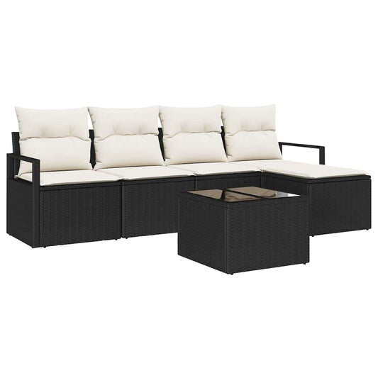 Garten-Sofa-Set mit Kissen mit Speicher 6 pcs Braun, Creme