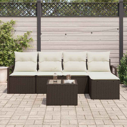 Garten-Sofa-Set mit Kissen mit Speicher 6 pcs Braun, Creme