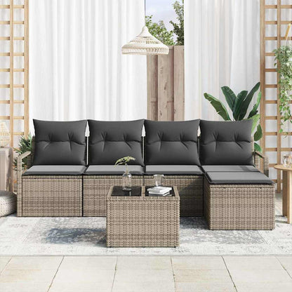 Garten-Sofa-Set mit Kissen mit Speicher 6 pcs Hellgrau