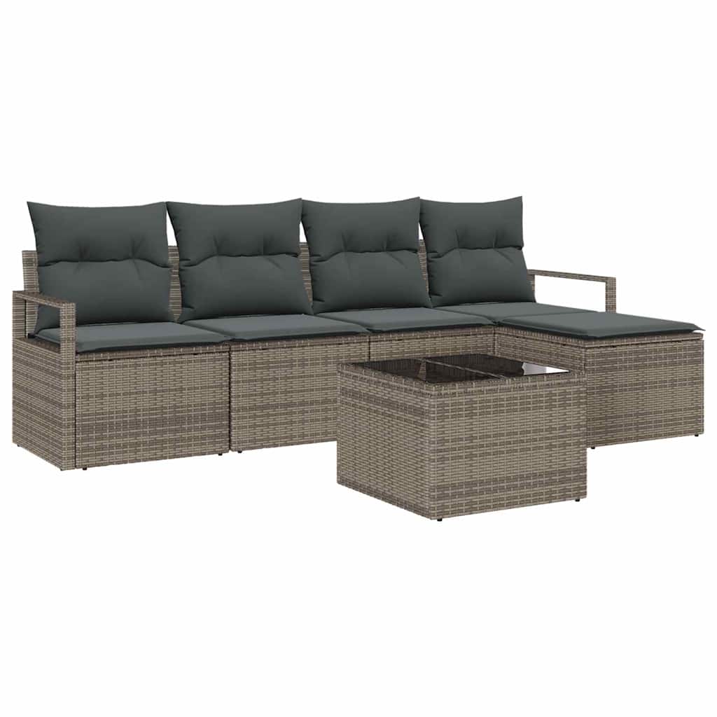 Garten-Sofa-Set mit Kissen mit Speicher 6 pcs Hellgrau
