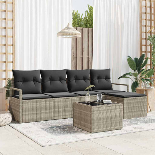 Garten-Sofa-Set mit Kissen mit Speicher 6 pcs Hellgrau