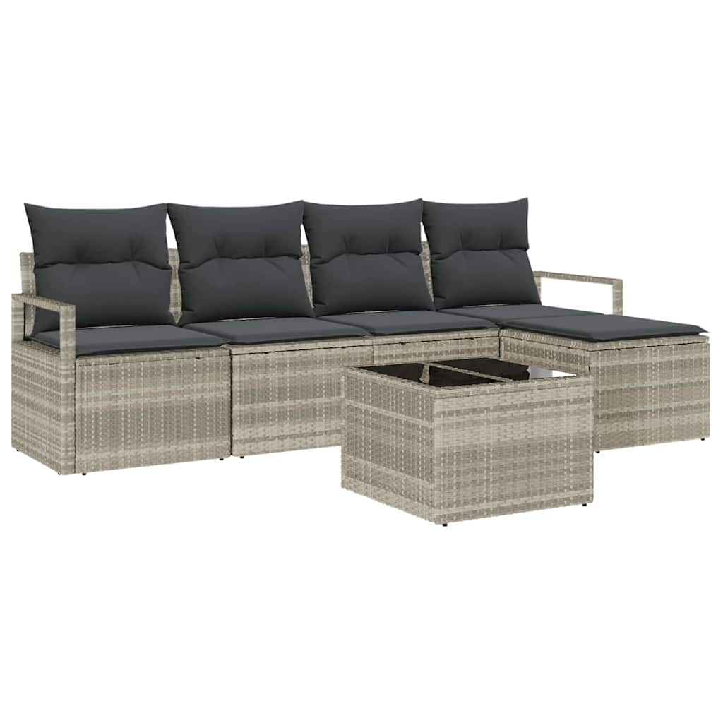 Garten-Sofa-Set mit Kissen mit Speicher 6 pcs Hellgrau