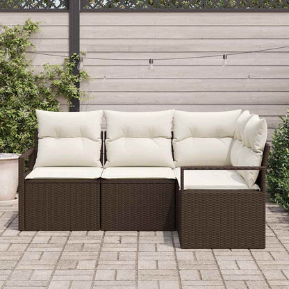 Garten-Sofa-Set mit Kissen mit Speicher 4 pcs Braun, Creme