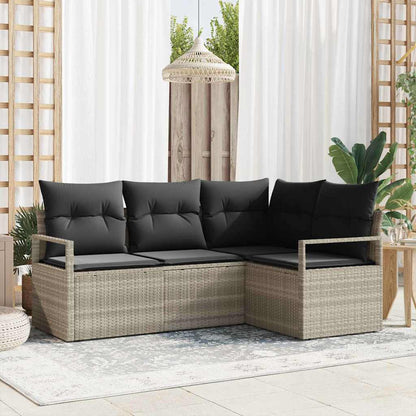 Garten-Sofa-Set mit Kissen mit Speicher 4 pcs Hellgrau