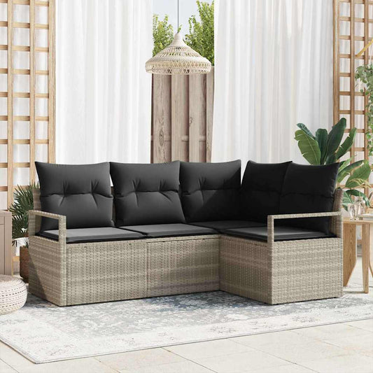 Garten-Sofa-Set mit Kissen mit Speicher 4 pcs Hellgrau