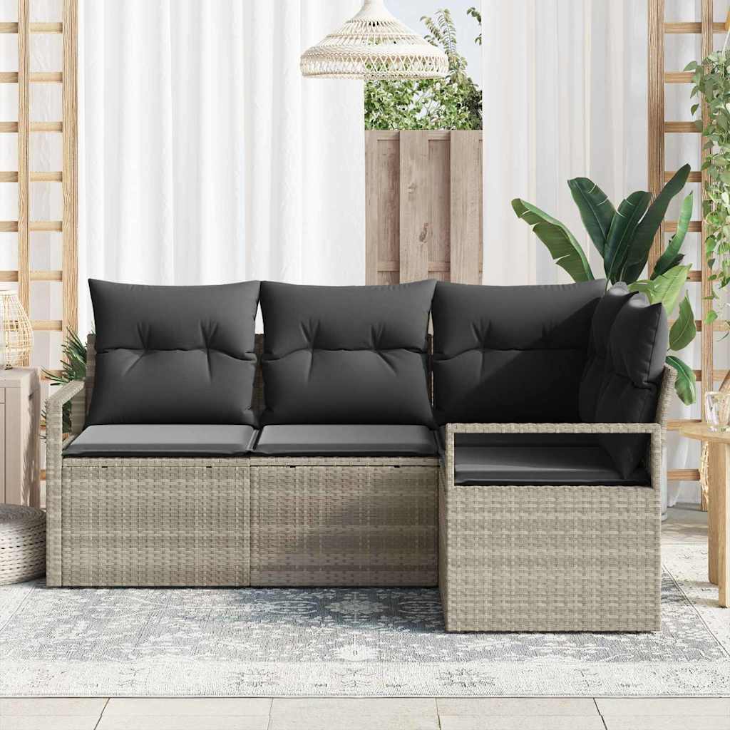 Garten-Sofa-Set mit Kissen mit Speicher 4 pcs Hellgrau