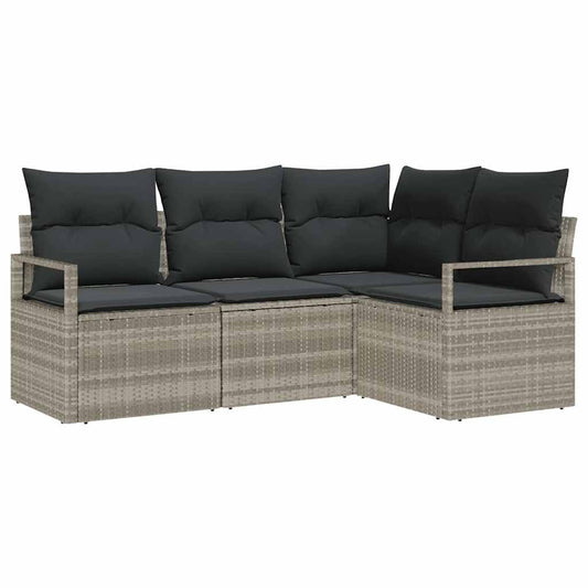 Garten-Sofa-Set mit Kissen mit Speicher 4 pcs Hellgrau