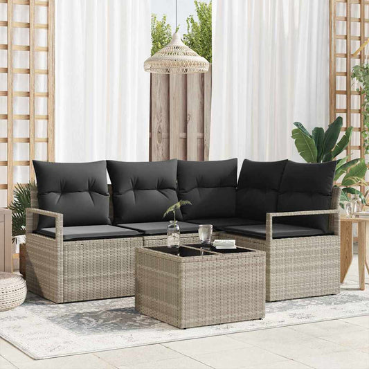 Garten-Sofa-Set mit Kissen mit Speicher 5 pcs Hellgrau
