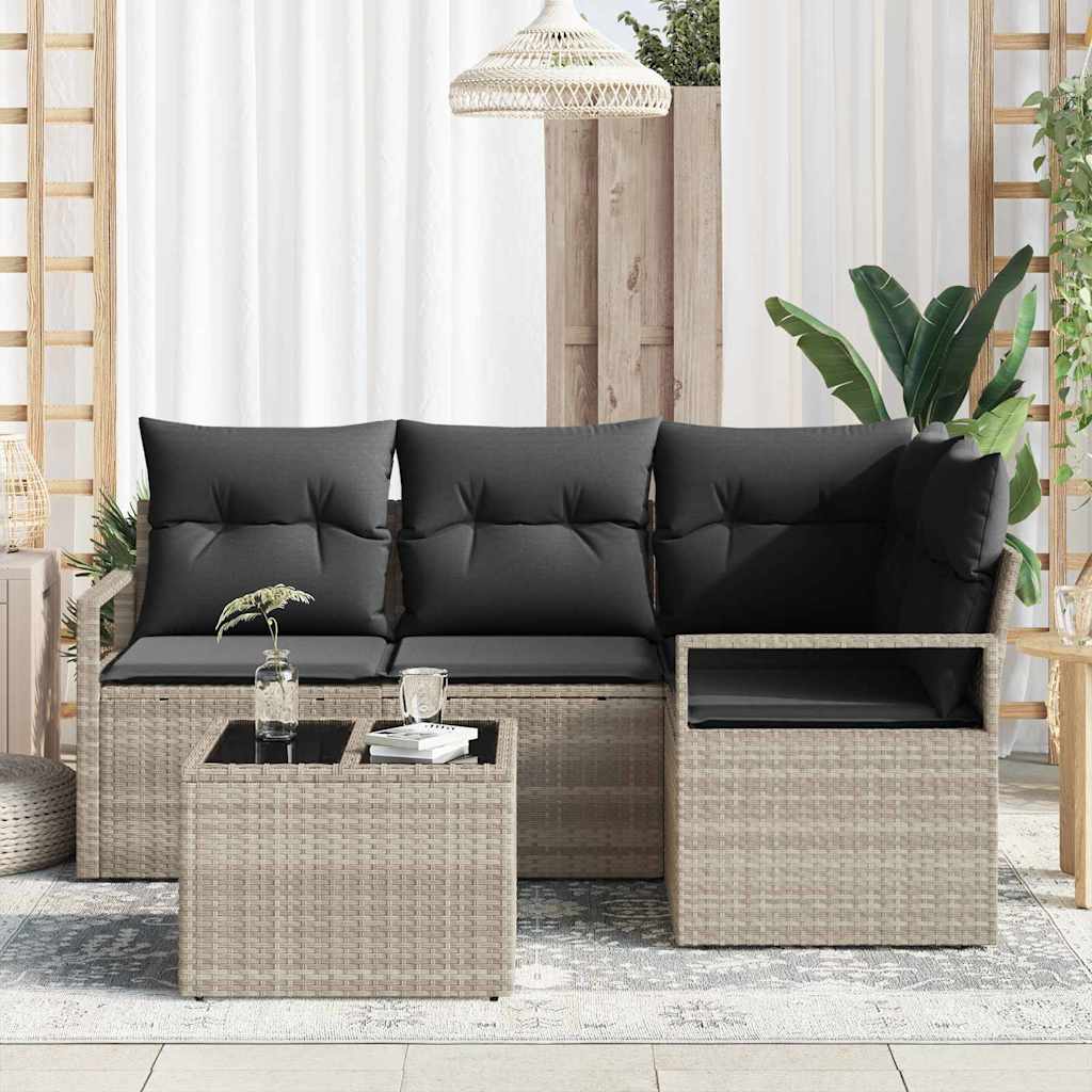 Garten-Sofa-Set mit Kissen mit Speicher 5 pcs Hellgrau