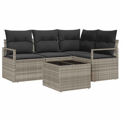 Garten-Sofa-Set mit Kissen mit Speicher 5 pcs Hellgrau