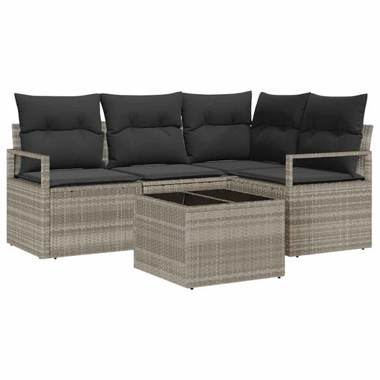 Garten-Sofa-Set mit Kissen mit Speicher 5 pcs Hellgrau