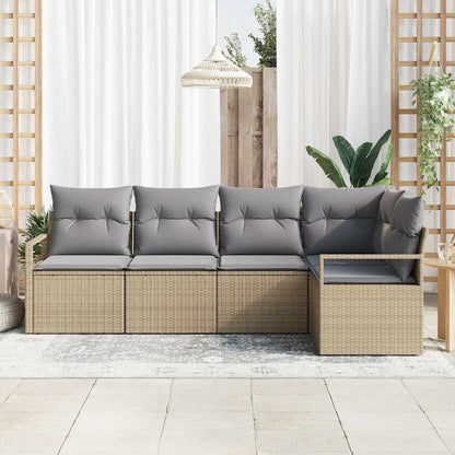 Garten-Sofa-Set mit Kissen mit Speicher 5 pcs Beige, Hellgrau