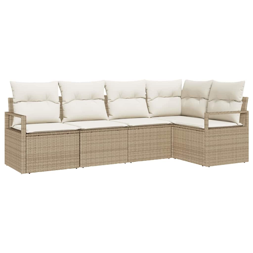 Garten-Sofa-Set mit Kissen mit Speicher 5 pcs Beige, Creme