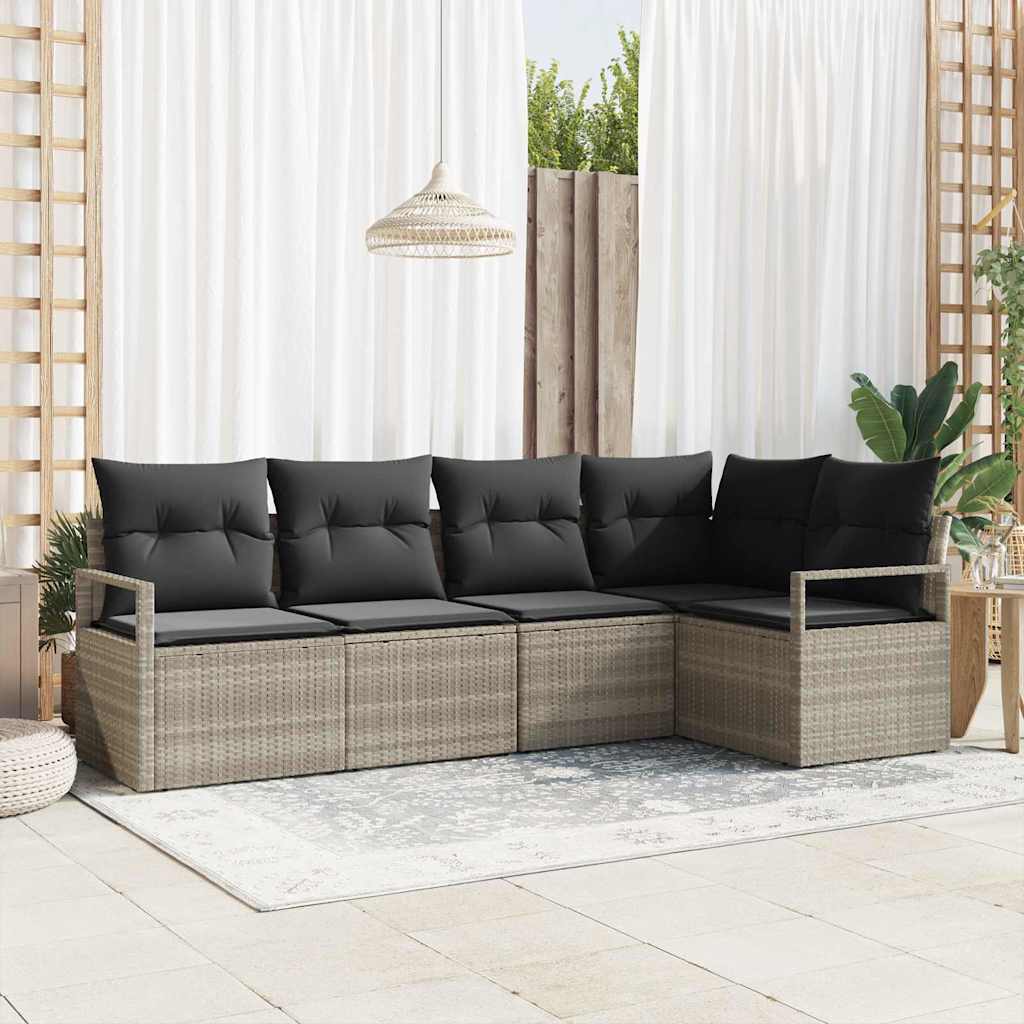 Garten-Sofa-Set mit Kissen mit Speicher 5 pcs Hellgrau