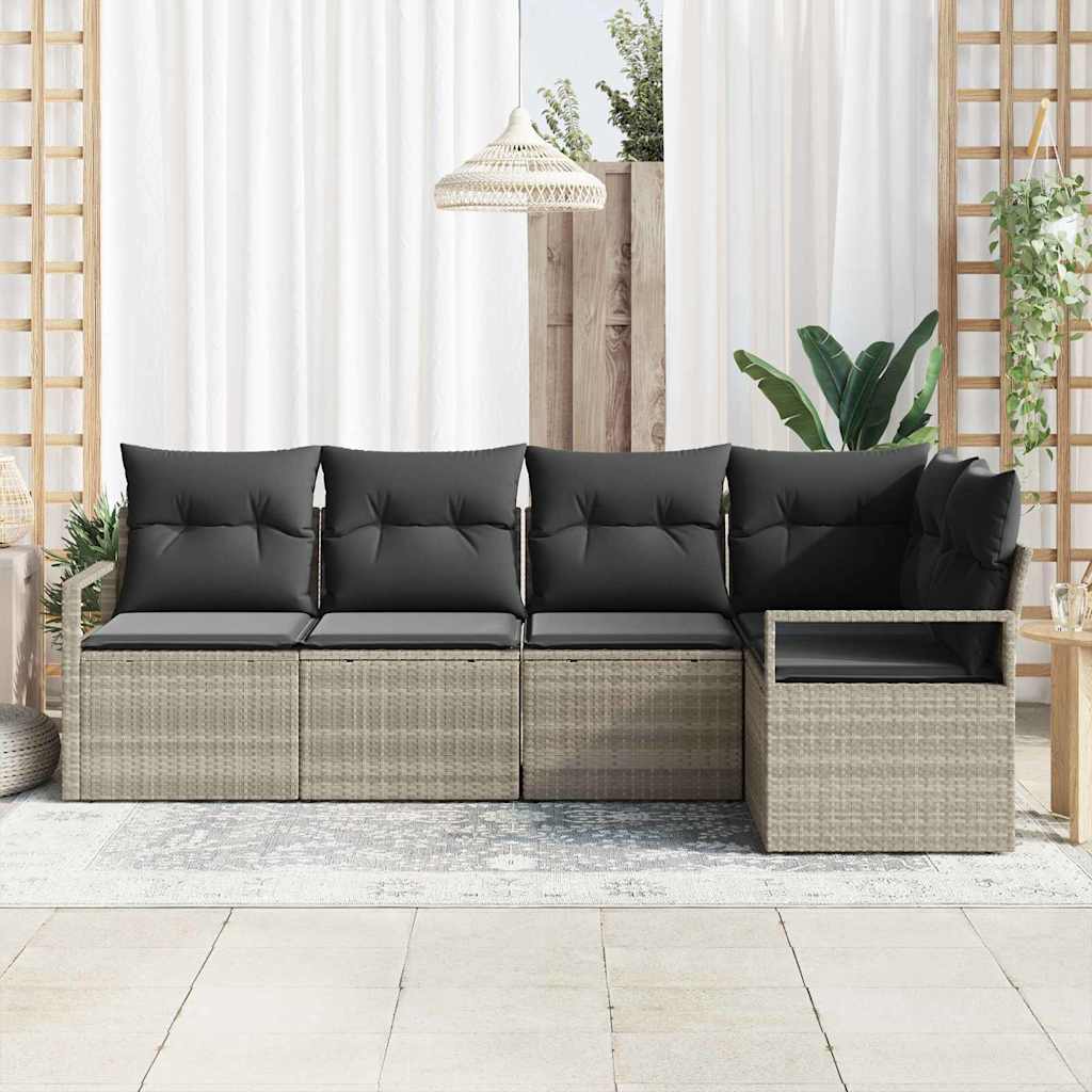 Garten-Sofa-Set mit Kissen mit Speicher 5 pcs Hellgrau