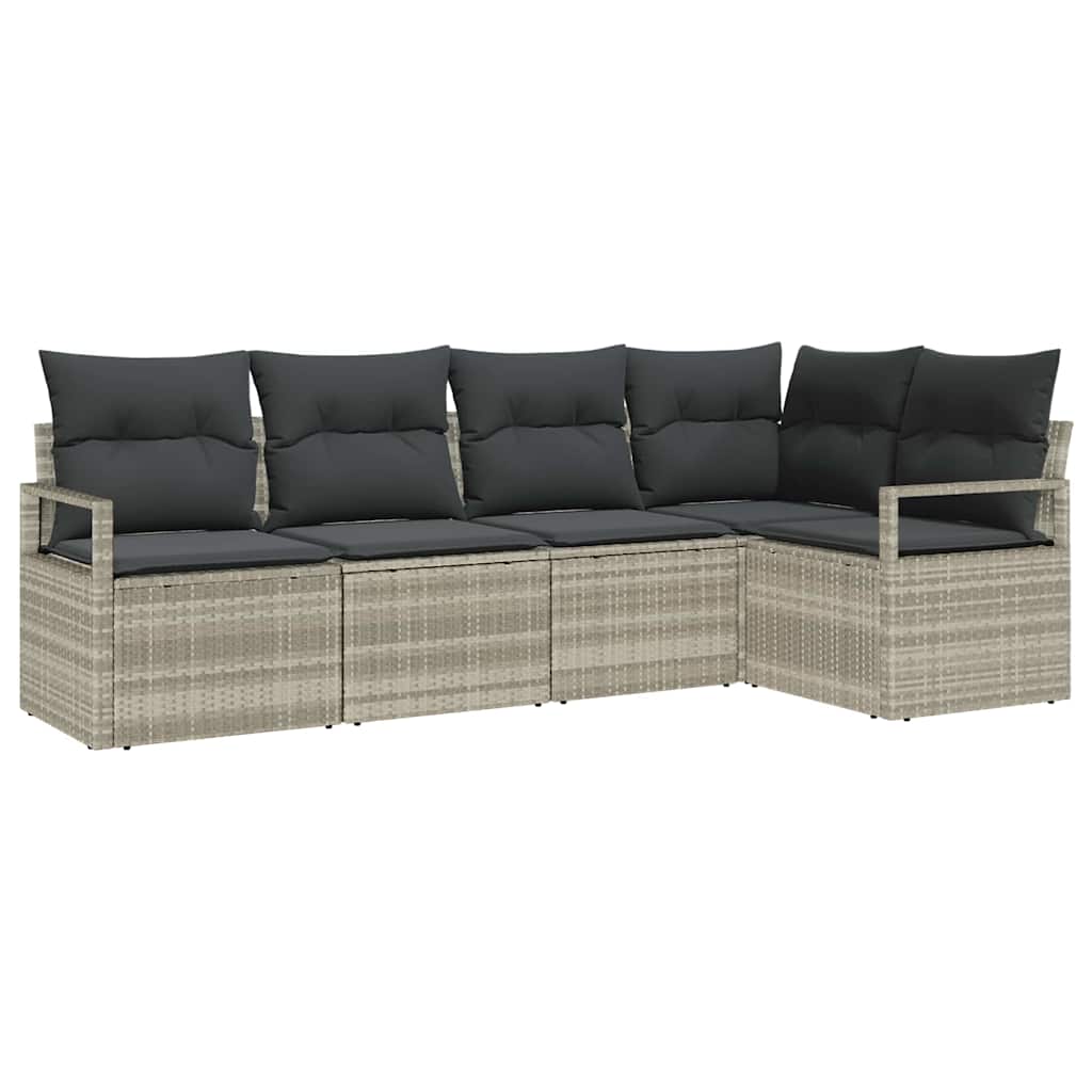 Garten-Sofa-Set mit Kissen mit Speicher 5 pcs Hellgrau