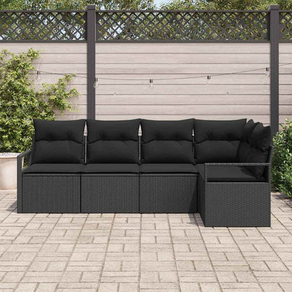 Garten-Sofa-Set mit Kissen mit Speicher 5 pcs Schwarz