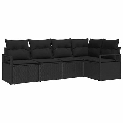Garten-Sofa-Set mit Kissen mit Speicher 5 pcs Schwarz