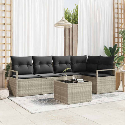 Garten-Sofa-Set mit Kissen mit Speicher 6 pcs Hellgrau