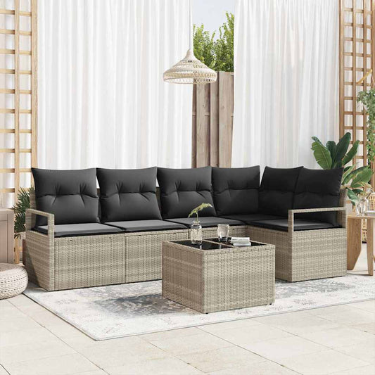 Garten-Sofa-Set mit Kissen mit Speicher 6 pcs Hellgrau
