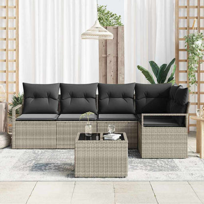 Garten-Sofa-Set mit Kissen mit Speicher 6 pcs Hellgrau