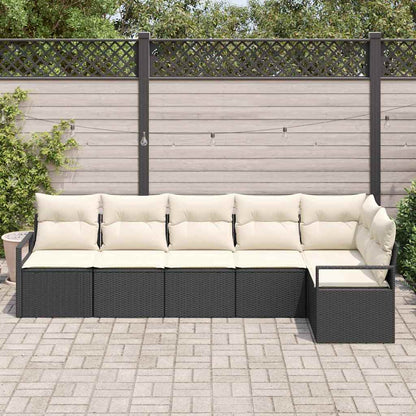 Garten-Sofa-Set mit Kissen mit Speicher 6 pcs Schwarz, Creme