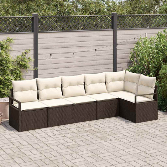 Garten-Sofa-Set mit Kissen mit Speicher 6 pcs Braun, Creme