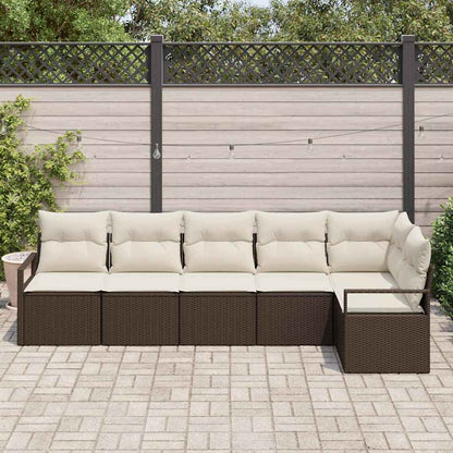 Garten-Sofa-Set mit Kissen mit Speicher 6 pcs Braun, Creme