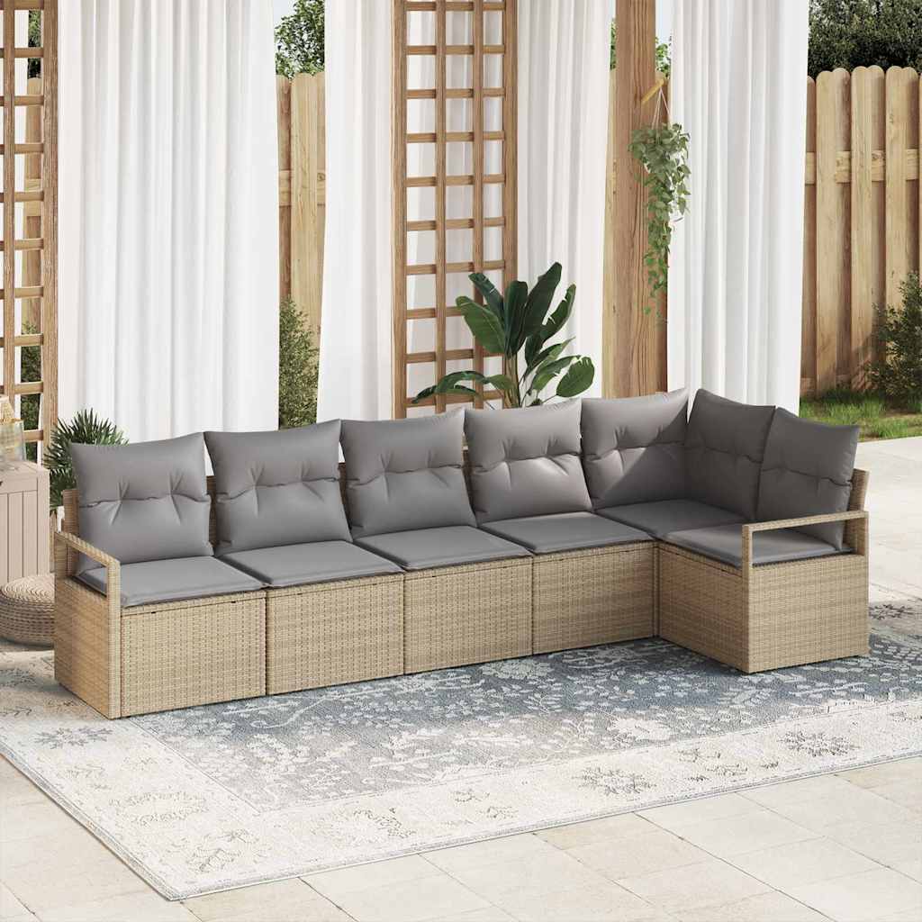 Garten-Sofa-Set mit Kissen mit Speicher 6 pcs Beige, Hellgrau
